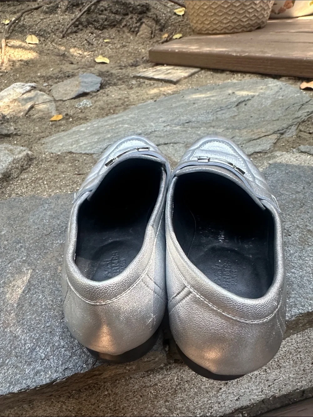 Hermes silver loafers
